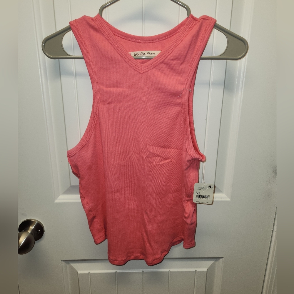 NWT pink XL Free People Gold Valley ribbed tank top